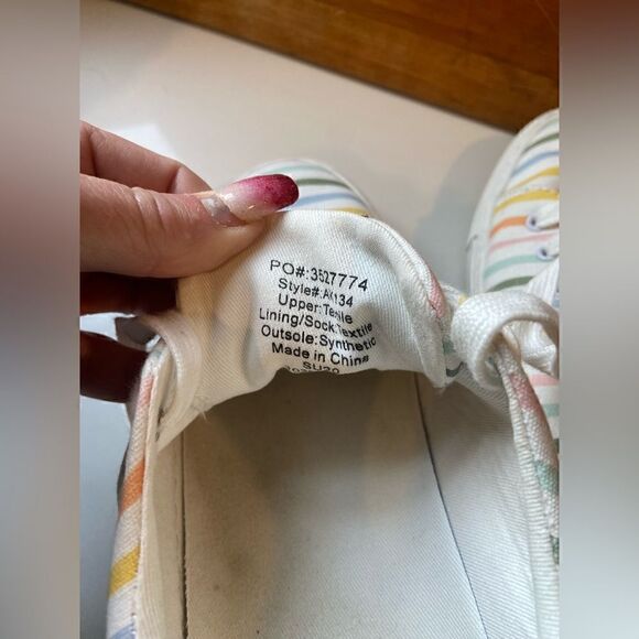 J. Crew Striped Sneakers Women Casual 8.5 Rainbow Printed Road Trip Canvas - Picture 6 of 9